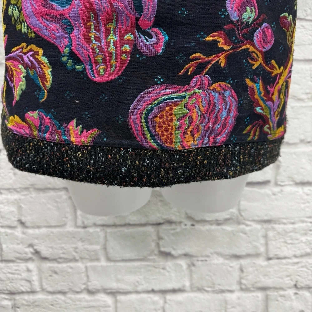 Anthropologie James Coviello Floral Brocade Spliced Metallic Knit Sweater